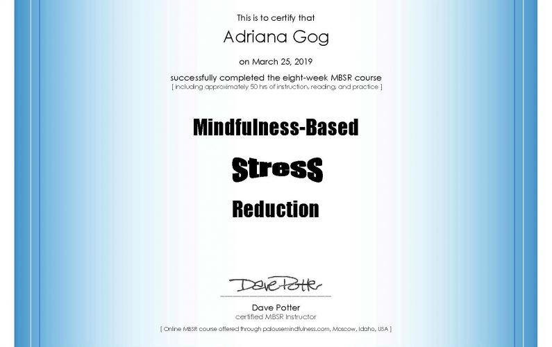 cerificat Mindfulness-Based-Stress-Reduction